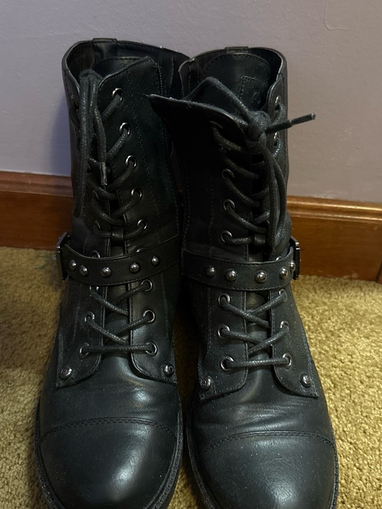 GBG Los Angeles Shoes - GBG Los Angeles Black Studded Lace-Up Combat Boots